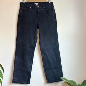 H&M Faded Black Straight Leg Jeans Women's Mid-Rise Size 10